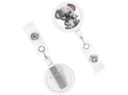 Suporte para Crachá Retrátil e Resistente, com Espirais de Design Animado, Suporte para Crachá Resistente com Estampa de Coala, Clipes