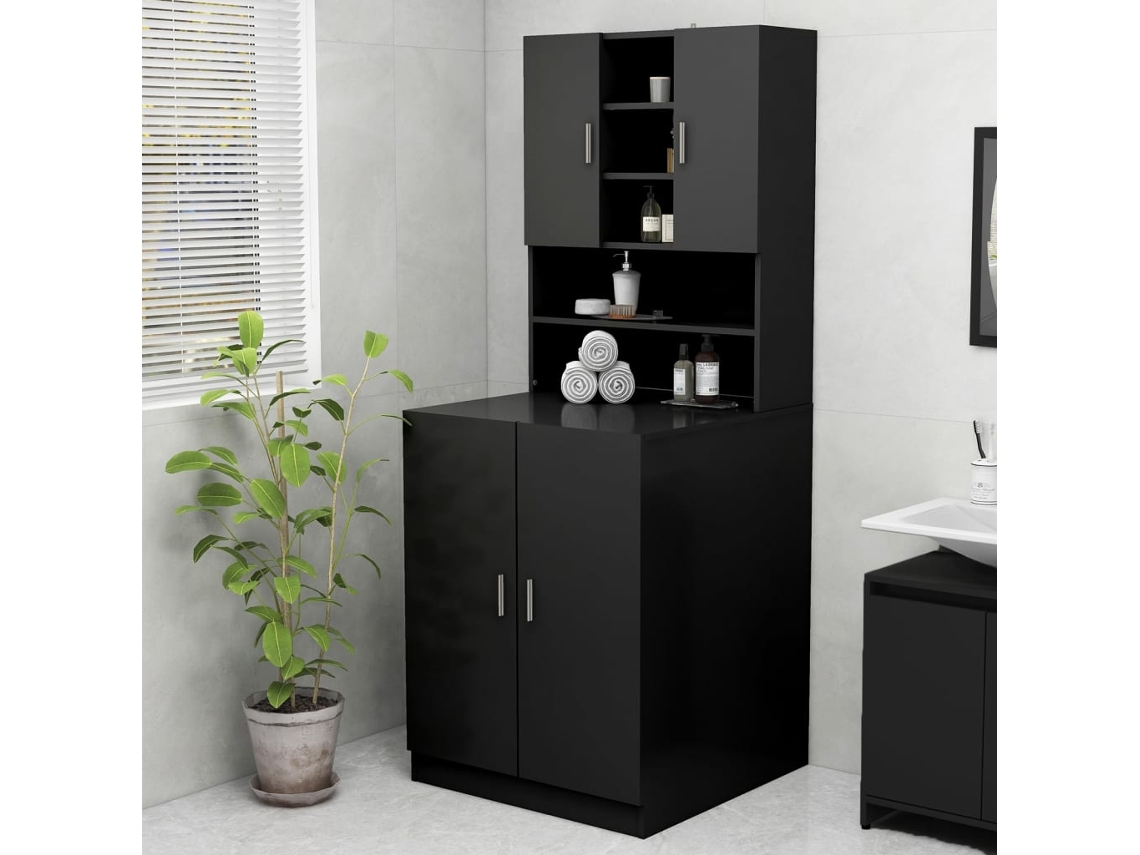 Vidaxl Armário Máquina De Lavar 70,5x25,5x90 Cm Preto