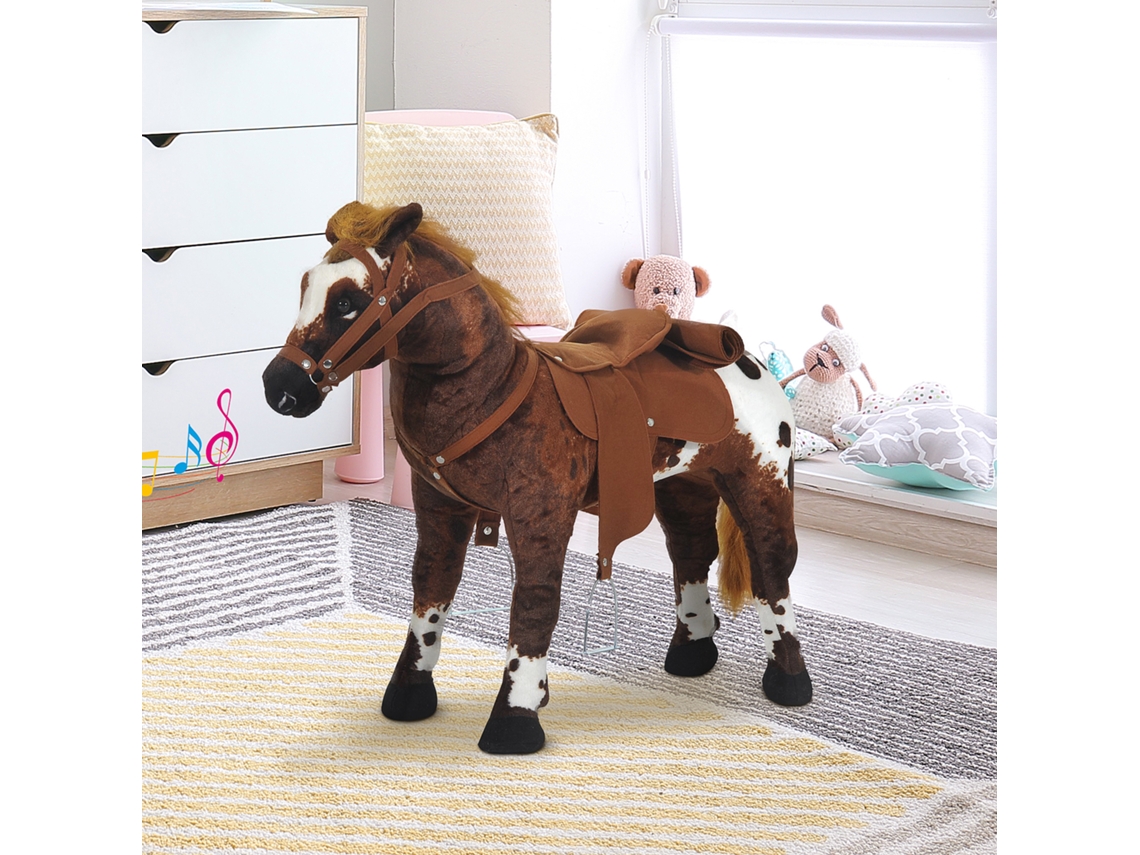 Cavalo De Brinquedo Para Crianças Acima De 3 Anos Com Sons Realistas, Marrom, 85x28x60 Cm