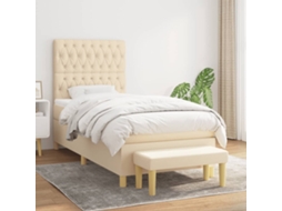 Vidaxl Cama Com Molas/colchão 100x200 Cm Tecido Cor Creme