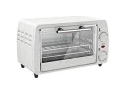 Mini forno elétrico de 10 litros, 750 W, com temperaturas de até 230 °C, timer de 60 minutos, assadeira e grelha, 36,5 x 26 x 22 cm, branco creme.