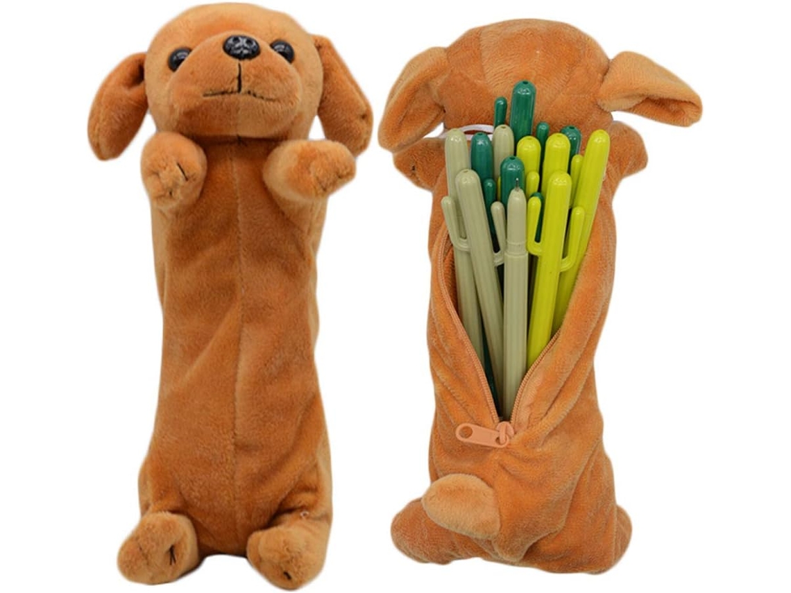 Estojo para Lápis, Macio, Pelúcia, Cachorro, Infantil AQUAFORGE