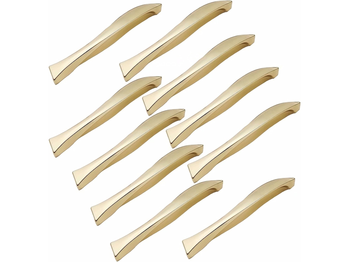Conjunto De 10 Puxadores Para Armário Cozinha, Puxador De Porta Dourado Em Formato A 128mm, Puxadores De Liga Zinco
