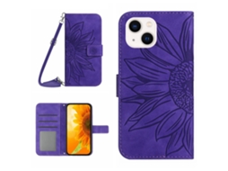 Capa Pega Para Iphone 15 Pele Sintética Roxo