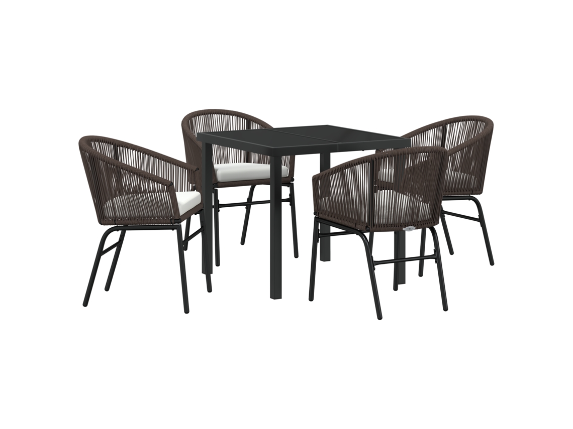 Conjunto 5 De Jantar De Jardim Vidaxl Marrom Rattan Pe