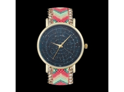 Relógio de Pulso de Quartzo Redondo com Pulseira de Lã Tecida Fashion Presente