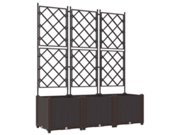 Conjunto 3 Vaso De Jardim Vidaxl Castanho Polipropileno (120 X 40 X 143 Cm)