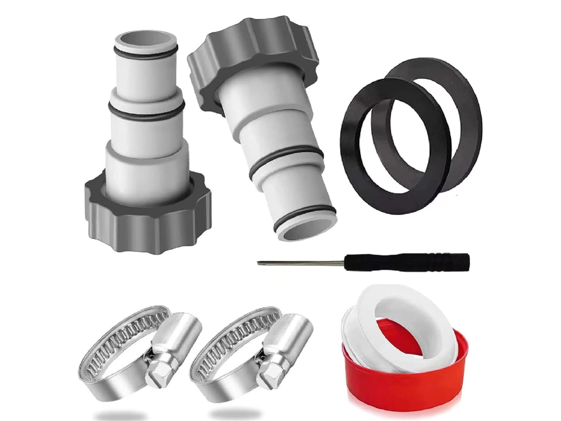 Adaptador de Mangueira de Piscina com Rosca e Fixador para Mangueiras de 1.5 e 1.25 Polegadas Kit