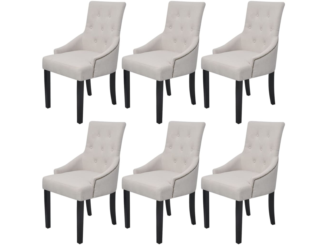 Vidaxl Cadeiras De Jantar 6 Pcs Tecido Cinzento Creme