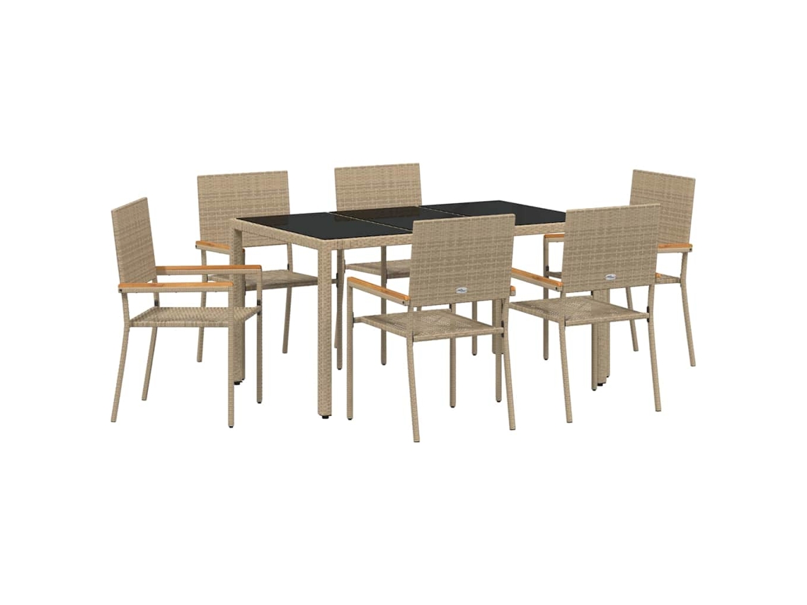 Maison Exclusive - Conjunto De Jantar Para Jardim 7 Pcs Bege Vime Pe