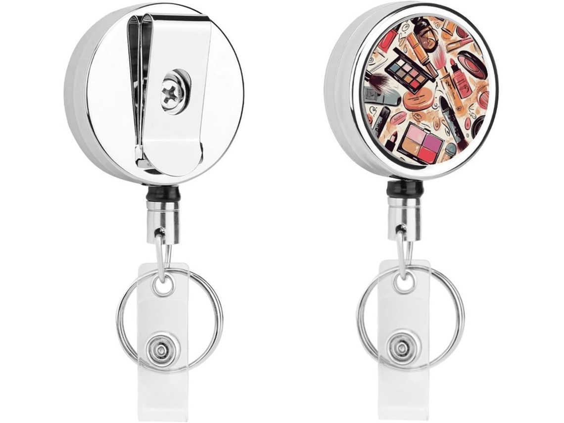 Porta Crachá Retrátil Com Clipe Cinto E Chaveiro De Metal Resistente Cordão, Ideal Pendurar Crachás De