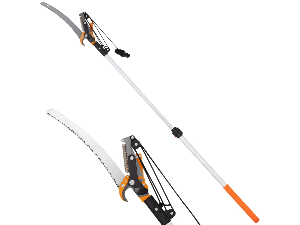 Serrote de poda com tesoura integrada, telescópico 135/172/199cm, laranja BTFORUS