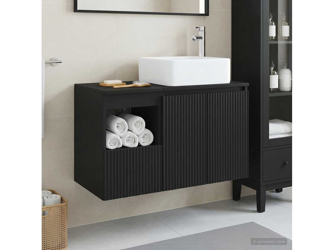 Vidaxl Conjunto De Móveis Para Banheiro 2 Unid. Preto