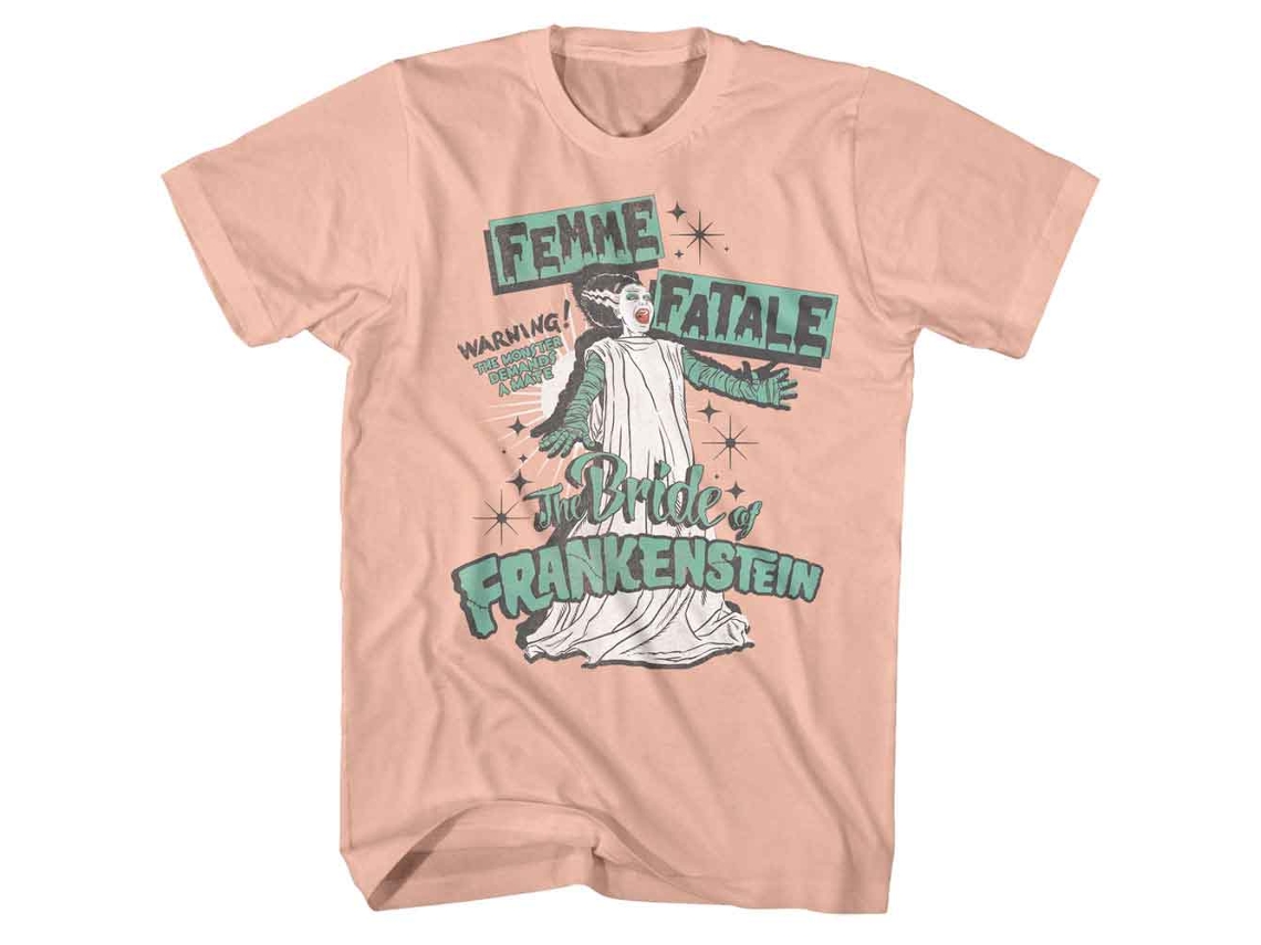 Unisex Adult T-shirt Rockinstone Universal Monsters Femme Fatale Peach Sizel
