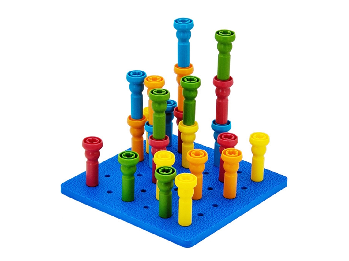 Mali brinquedo Tabuleiro com Pinos Empilháveis 6 Buracos 5 Cores Educativo Infantil Plástico