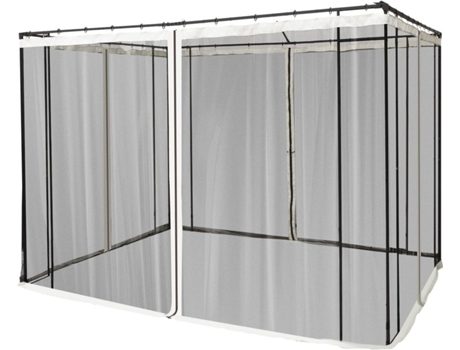 4 Painéis Laterais 302x207 cm para Tenda de Jardim Mosquiteira com Zíperes e Anéis Preto