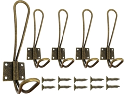 Conjunto De 5 Ganchos De Parede Vintage Em Ferro, Estilo Bronze, Resistentes, Com Parafusos, Para Pendurar Casacos, Casacos, Chapéus E Chaves