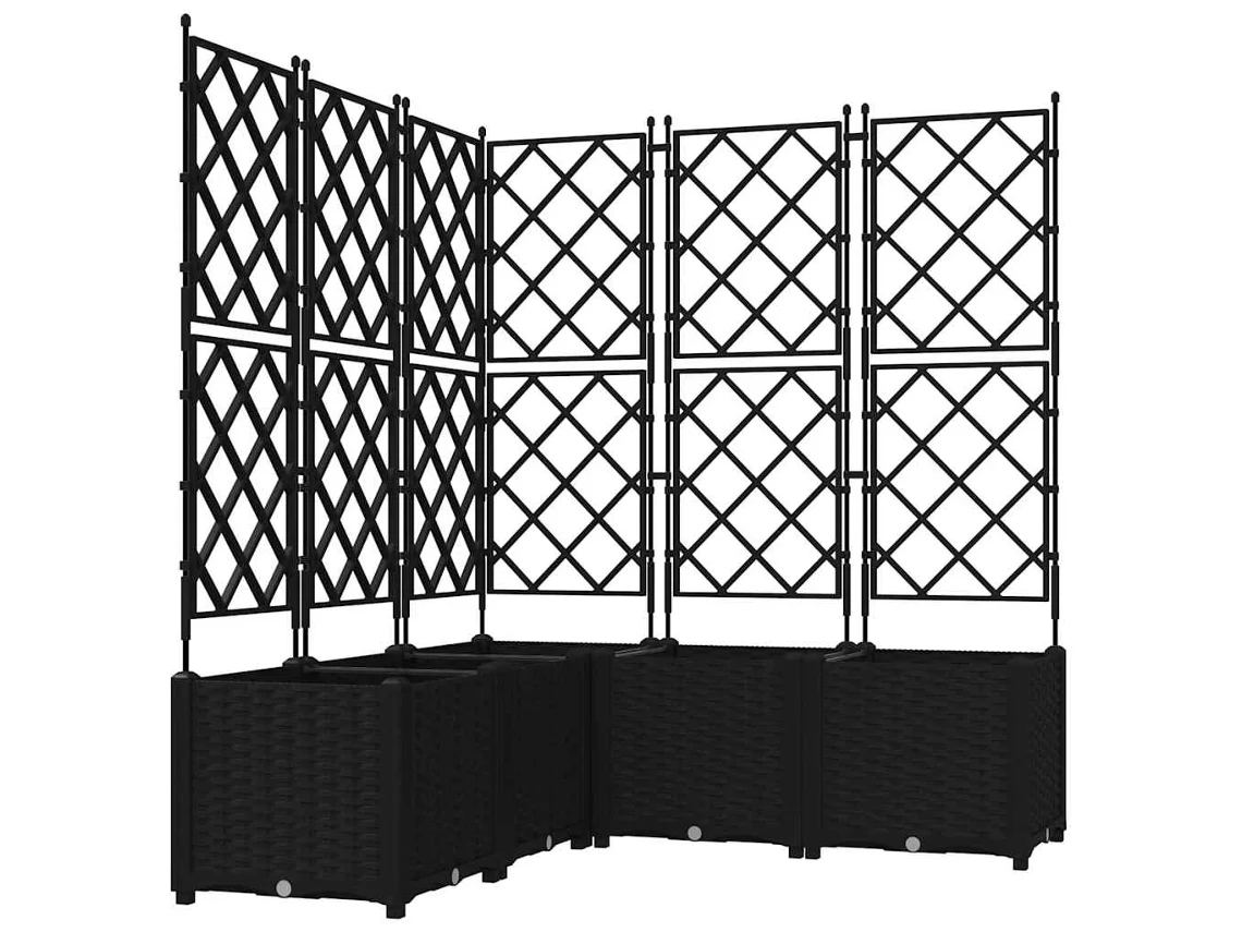 Conjunto 5 Vaso De Jardim Vidaxl Preto Polipropileno (120 X 120 X 143 Cm)
