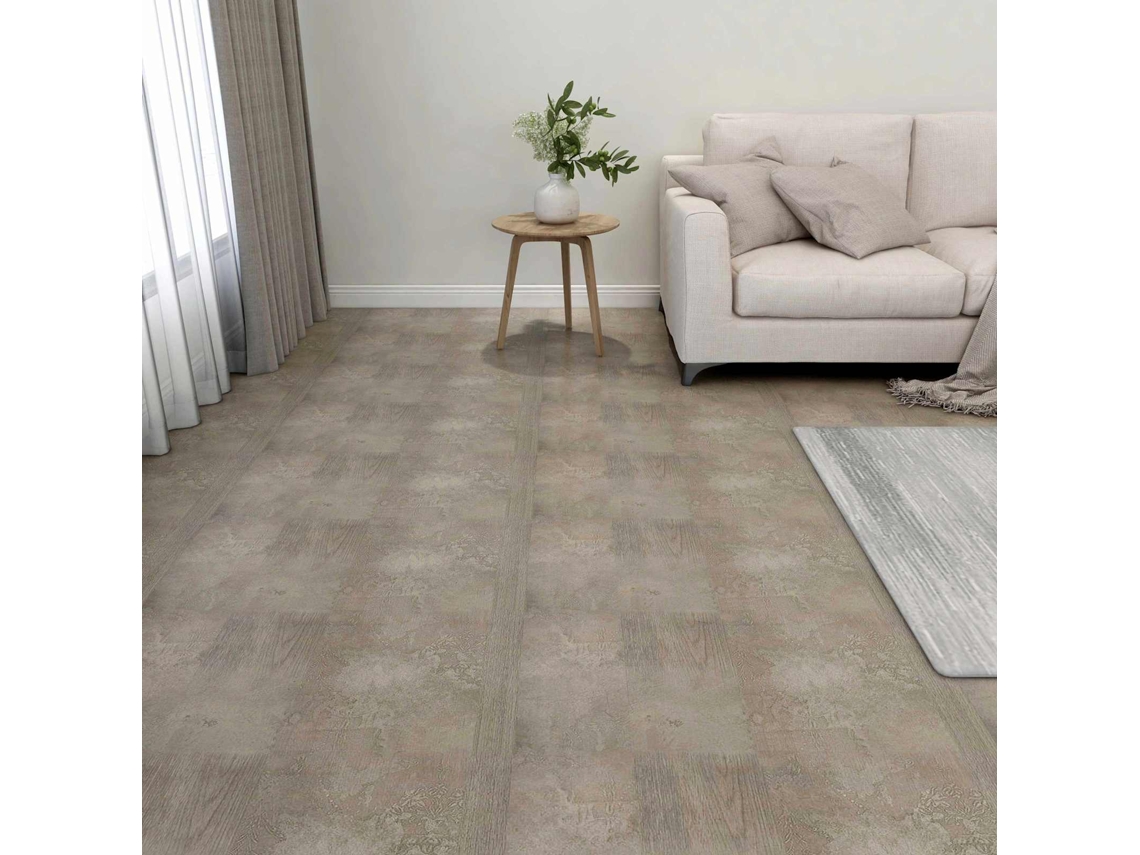 Vidaxl Pranchas De Piso 5,11 M² 55 Pcs Pvc Marrom Escuro E Cinza
