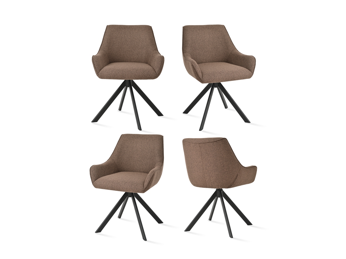 Conjunto de 4 Cadeiras de Jantar GOEURVANT Marrom Mocha Tecido