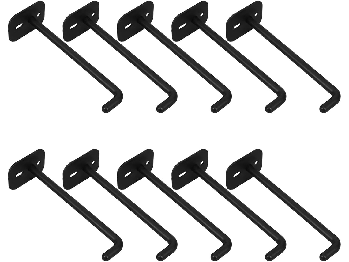Ganchos Metálicos Tipo J Painel Perfurado, 10 Peças, 10cm, Ranhuras De 6mm 1 4, Suporte Prateleiras E