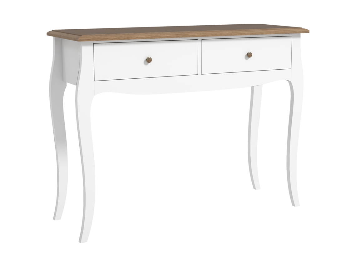 Mesa Consola de Entrada com 2 Gavetas 100x35x76,5cm Branco Marrom S/MARCA