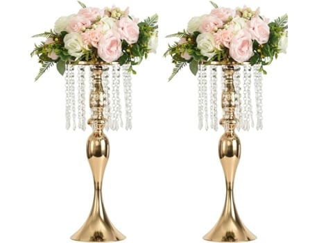2 Pçs Acrílico Imitação de Cristal Castiçal Suporte Ouro/Prata Flor Vaso Peça Central Do Casamento Castiçal de Chumbo Estrada para Decoração de Evento