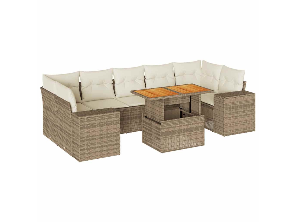 Maison Exclusive - 8 Pcs Conjunto De Sofás P/ Jardim Com Almofadões Vime Pe Bege