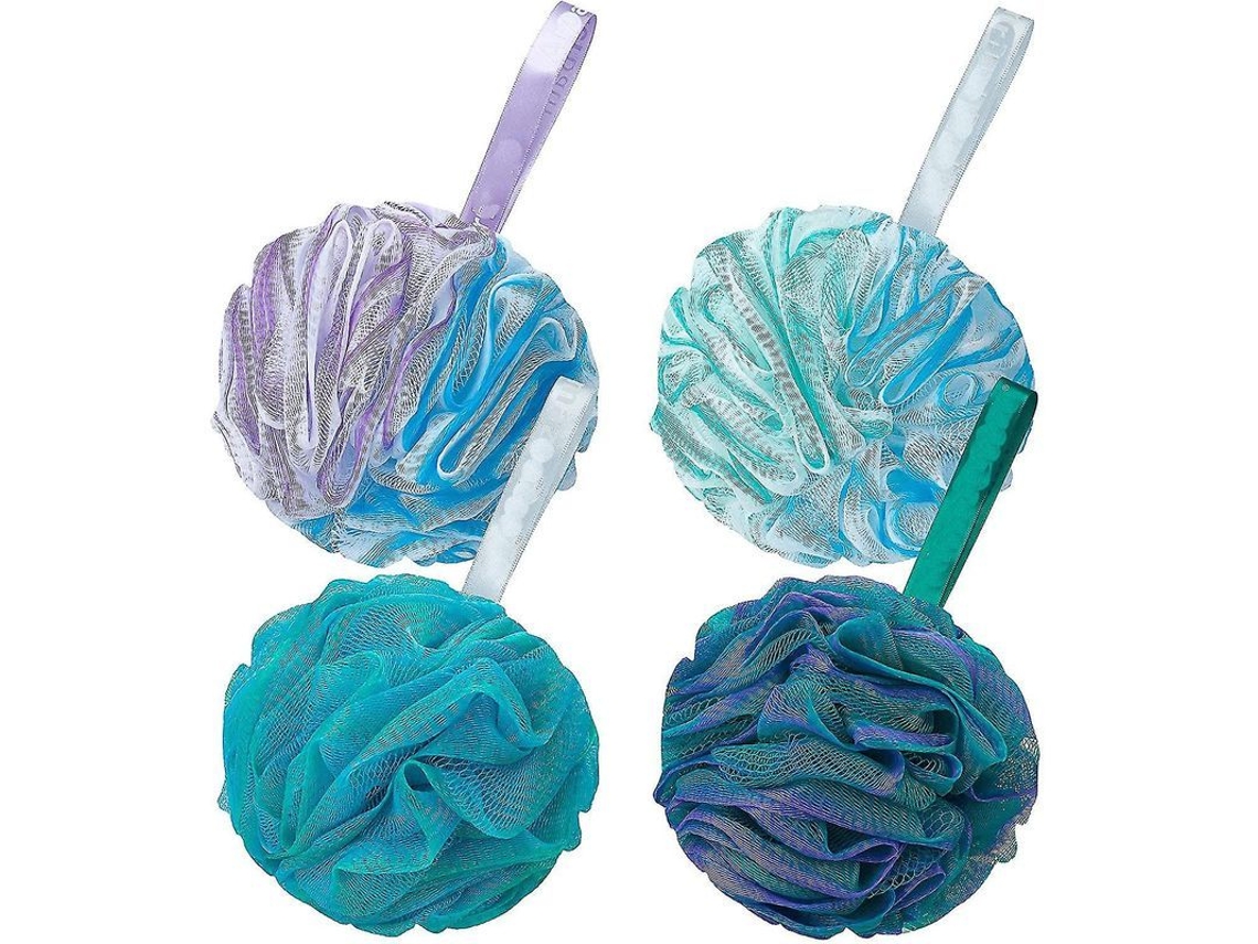 2026 4 Pack Esponjas de Baño Lufas 60g/unidad Material Suave Pe Colores Florales para Hombre Y Mujer Ducha