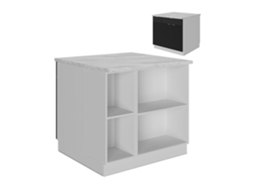 Ilha de cozinha Fame-Line, 90cm com gaveta, sem PT, listrado preto, branco, VICCO