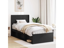 Vidaxl Estrutura de Cama com Armazenamento e Cabeceira Preto