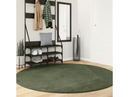 Vidaxl Tapete Pelo Curto Macio E Lavável Huarte Ø 200cm Verde-floresta