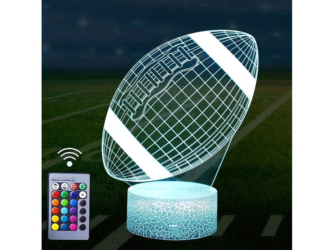 Luz Noturna Infantil, Faixa de Luz Visual 3d com Controle Remoto, 16 Mudanças de Cor, Tema Rúgbi/futebol Americano. SIURN