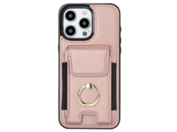 Suporte Casa Quedas Ouro Para Iphone 15 Pro Pele Sintética Rosa