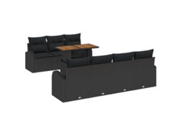 Conjunto 8 Conjunto De Sofá De Jardim Vidaxl Preto Vime Pe (100 X 55 X 73 Cm)