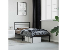 Vidaxl Estrutura De Cama Com Cabeceira 80x200 Cm Metal Preto