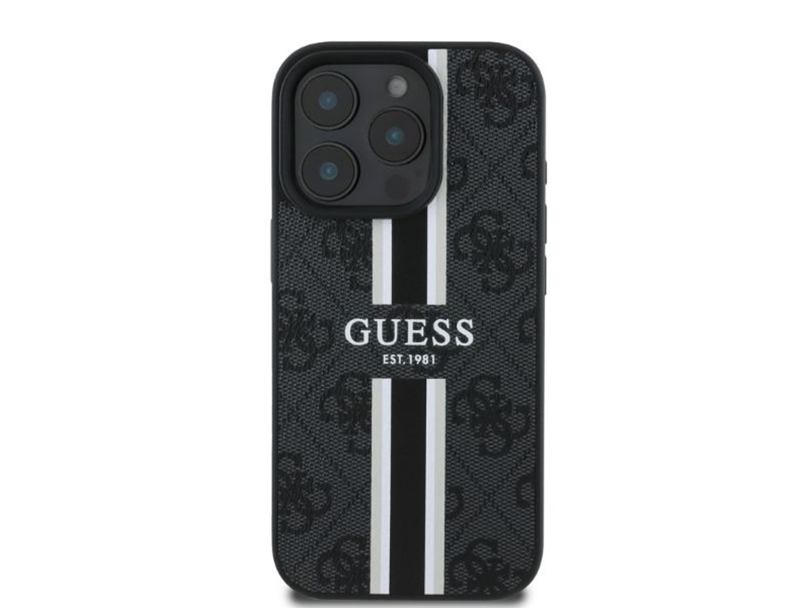 Capa para iPhone 16 Pro Max GUESS Pele Sintética Rígida Preto