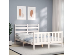Estrutura De Cama De Casal C/ Cabeceira Madeira Maciça Branco