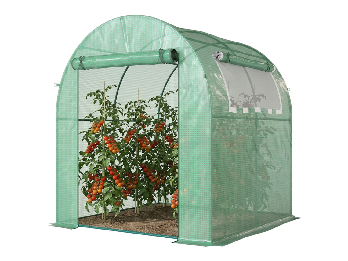 Estufa Portátil Com Estrutura Em Aço E Cobertura Plástica, Ideal Para Plantas, Verde