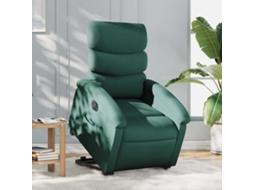 Vidaxl Poltrona Elétrica Reclinável/elevatória Tecido Verde-escuro