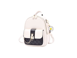 Mochila Casual de Cuero Pu para Escola com Margaridas Branca