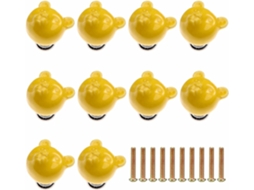 Conjunto De 10 Puxadores Cerâmica Em Formato Cabeça Urso Para Armários, Material Moderno, Fáceis De Instalar, Ideais