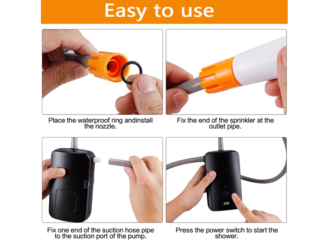 Ducha Eléctrica Portátil De Camping Usb Recarregável 4400mah 2 Modos De Fluxo