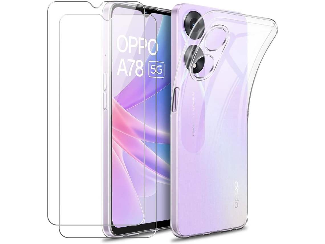 Capa Flexível Vidros Temperados Para Oppo Oppo A78 5g / A58 5g / A58x Hongwe. Pele Sintética Transparente