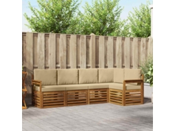 Vidaxl Conjunto De Sofás Para Exterior 5 Unid. Natural E Bege