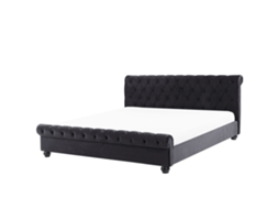 Cama de casal BELIANI Avallon de Veludo Preto 152x233x94