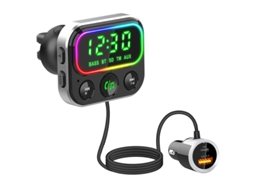 Carro Fm Transmissor Assistente de Voz Cartão Tf Leitor de Mp3 Aux Receptor de Áudio Mãos-Livres Compatível com Bluetooth 5.0 Car Kit Preto ENZONS