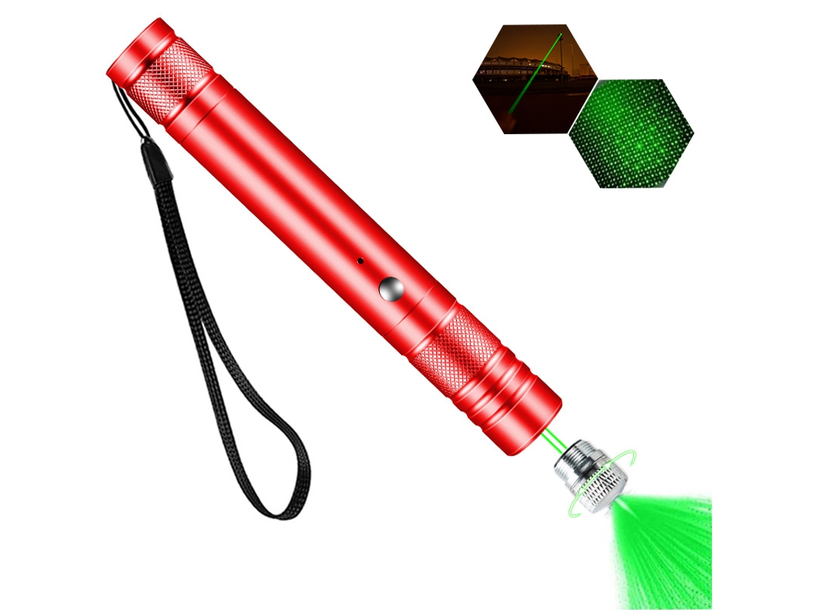 Ponteiro Laser Verde, Recarregável De Alta Potência, De Longo Alcance, Com Proteção Em Forma De Estrela Vermelho Hexinyigjly