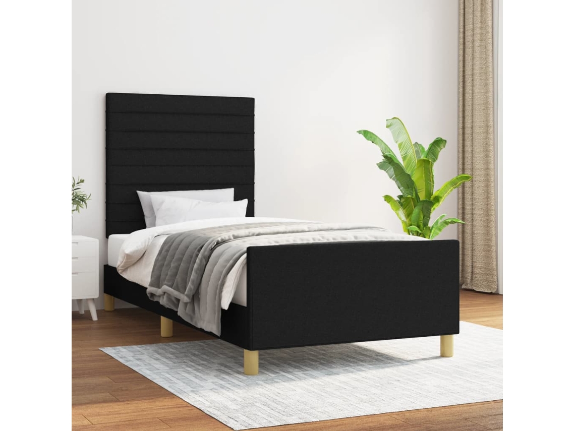 Estrutura De Cama Sem Colchão 90x190 Cm Tecido Preto