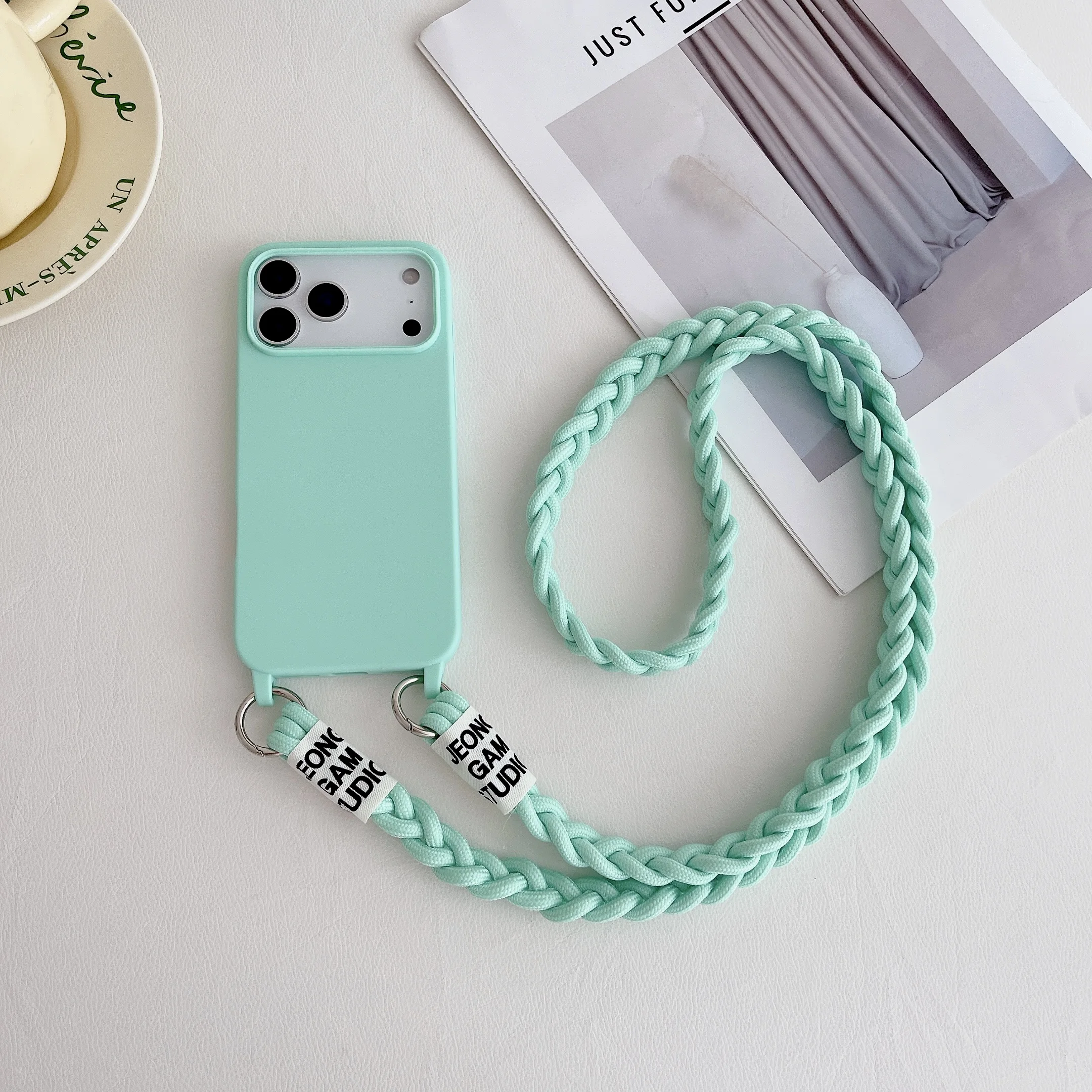 Capa Transversal Multicolorida Em Tecido Tpu Para Iphone 14 Plus (azul Celeste).